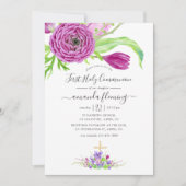 Wasserfarbener Frühling Erste Heilige Kommune Einladung (Vorderseite)