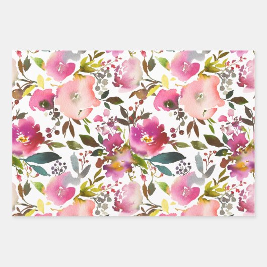 Wasserfarbener Frühling Geschenkpapier Set (Vorderseite)