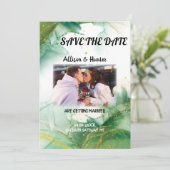 Wasserfarbener Frühling Grün Save the Date Einladung (Stehend Vorderseite)