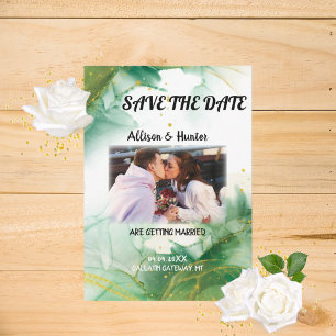 Wasserfarbener Frühling Grün Save the Date Einladung
