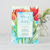 Wasserfarbener Frühling Tulips Ostern Einladung (Stehend Vorderseite)