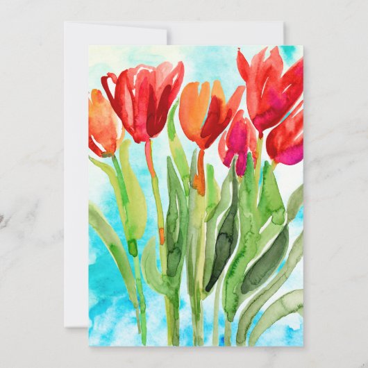Wasserfarbener Frühling Tulips Ostern Einladung (Rückseite)