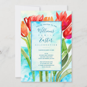 Wasserfarbener Frühling Tulips Ostern Einladung