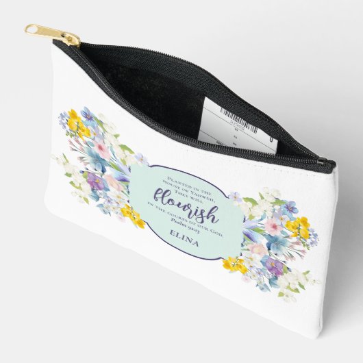 Wasserfarbener Frühlingsbläserbibel Personalisiert Zubehörtasche (Offen)