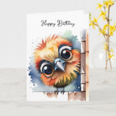 Wasserfarbener Fun Birthday Bird Karte (Gelbe Blume)