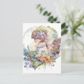Wasserfarbener Garten Girl - Kleine Fee Postkarte (Stehend Vorderseite)