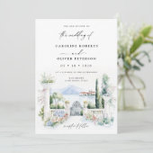 Wasserfarbener Garten Italienische Landschaft Einladung (Stehend Vorderseite)