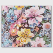 Wasserfarbener Garten Romantik Geschenkpapier (Flach)