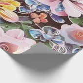 Wasserfarbener Garten Romantik Geschenkpapier (Ecke)