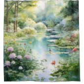 Wasserfarbener Garten Teich Duschvorhang (Vorderseite)
