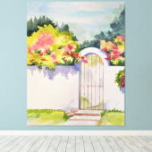 Wasserfarbener Garten Tor Leinwanddruck (Insitu (Holzboden))