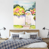 Wasserfarbener Garten Tor Leinwanddruck (Insitu (Schlafzimmer))