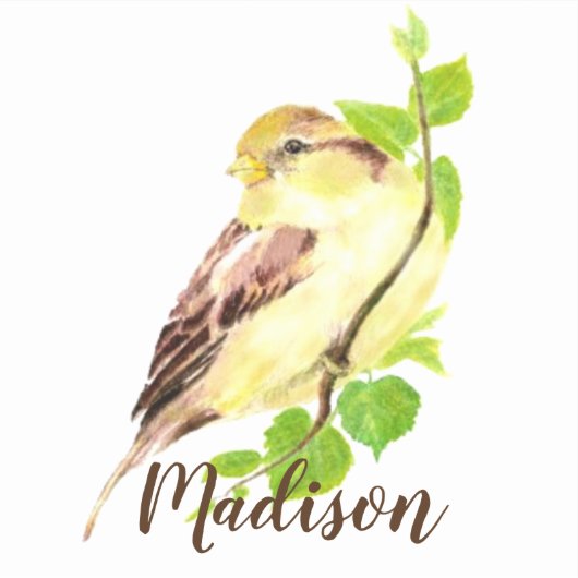 Wasserfarbener Garten Vogel Individuelle Name Aufkleber (Vorderseite)