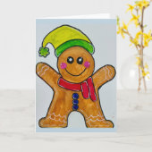 Wasserfarbener Gingerbread-Mann leere Grußkarte   Karte (Gelbe Blume)