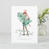 Wasserfarbener Girl Feiertagskarte (Stehend Vorderseite)