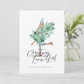 Wasserfarbener Girl Feiertagskarte (Stehend Vorderseite)