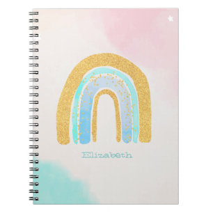 Wasserfarbener Gold-Glitter-Regenbogen-Wurfkissen Notizblock