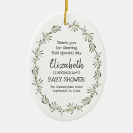 Wasserfarbener grüner Foliage Babydusche Keepake Keramik Ornament