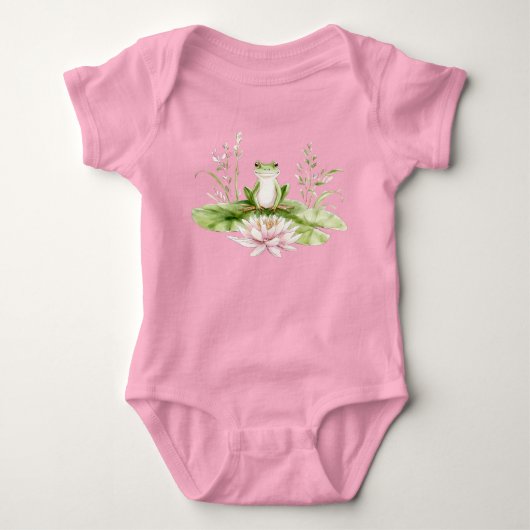 Wasserfarbener grüner Frosch Baby Strampler (Vorderseite)