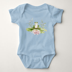 Wasserfarbener grüner Frosch Baby Strampler