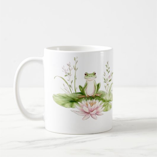 Wasserfarbener grüner Frosch Kaffeetasse (Links)