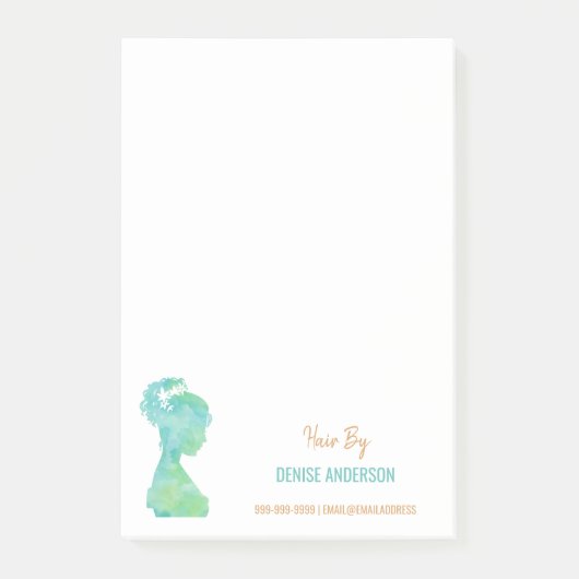 Wasserfarbener Haartrockner Personalisierter Salon Post-it Klebezettel (Vorderseite)