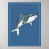 Wasserfarbener Hai auf dem Deep Blue Kinderzimmer Poster (Vorne)