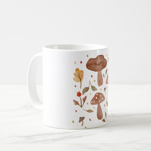 Wasserfarbener handbemalter Herbst Botanisch Kaffeetasse (Vorderseite Links)