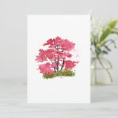 Wasserfarbener handbemalter Rosa Blütenbaum Einladung (Stehend Vorderseite)