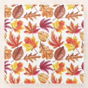 Wasserfarbener Herbst botanische, nahtlose Komposi Glasuntersetzer