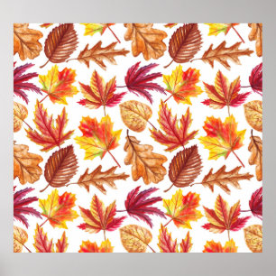 Wasserfarbener Herbst botanische, nahtlose Komposi Poster