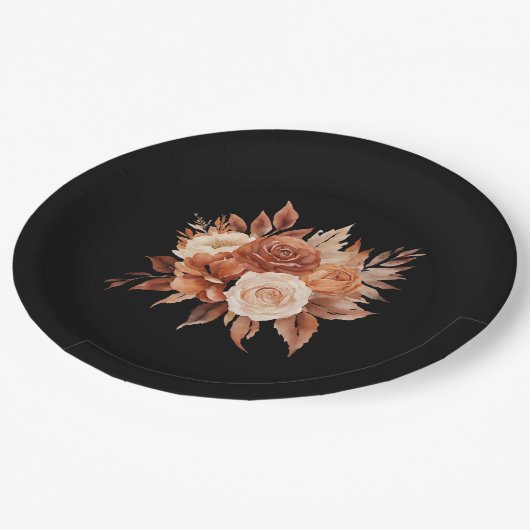 Wasserfarbener Herbst Elegance-Hochzeit Pappteller (Schrägansicht)