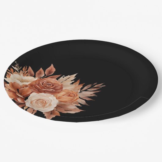 Wasserfarbener Herbst Elegance-Hochzeit Pappteller (Schrägansicht)