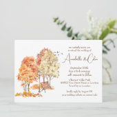 Wasserfarbener Herbst im Park Hochzeit Einladung (Stehend Vorderseite)