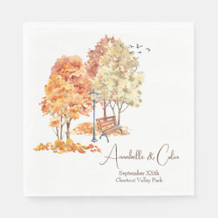 Wasserfarbener Herbst im Park Hochzeit Serviette