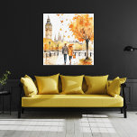 Wasserfarbener Herbst in der Stadt Leinwanddruck<br><div class="desc">Maßgeschneiderte Wandkunst aus Leinwand mit Aquarellbildern für ein Paar,  das an einem Herbst-/Herbsttag in einer Stadtlandschaft spazieren geht,  und einem Baum mit herabfallenden Blätter im Vordergrund. 12x12 gezeigt. Zusätzliche Größen und Stile sind verfügbar. Möglicherweise muss das Bild an die gewünschte Größe angepasst werden.</div>