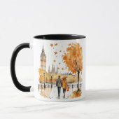 Wasserfarbener Herbst in der Stadt Tasse (Links)