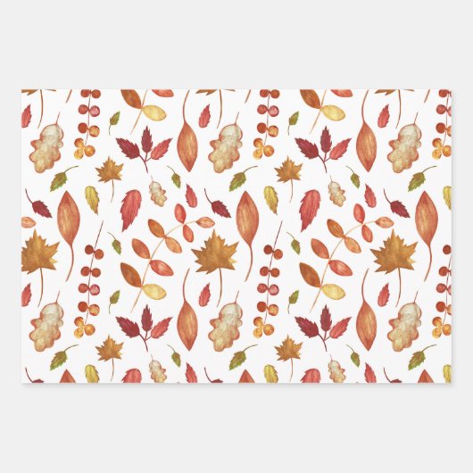 Wasserfarbener Herbst lässt die Natur zurück Geschenkpapier Set (Vorderseite 3)