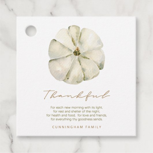 Wasserfarbener Herbstpumpen Dankbarer Erntedank Geschenkanhänger (Vorderseite)