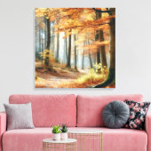 Wasserfarbener Herbstwald: Lebhafter Fall Art Leinwanddruck (Insitu (Wohnzimmer))
