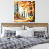 Wasserfarbener Herbstwald: Lebhafter Fall Art Leinwanddruck (Insitu (Schlafzimmer))