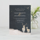 Wasserfarbener Hirsch Elegante Rustikale Winterhoc Einladung (Stehend Vorderseite)