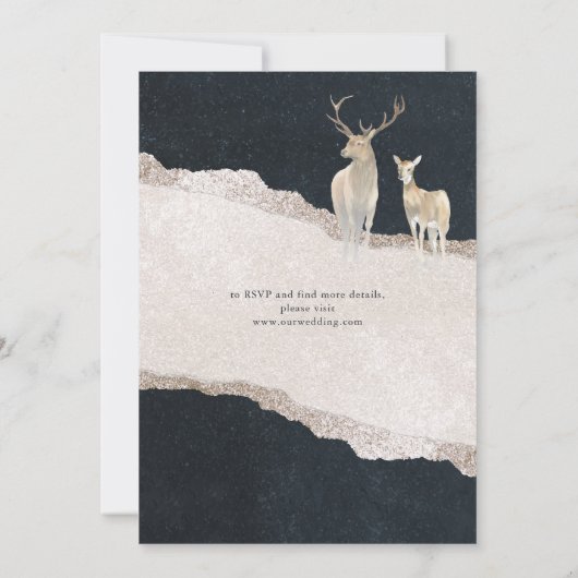 Wasserfarbener Hirsch Elegante Rustikale Winterhoc Einladung (Rückseite)