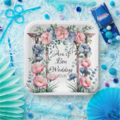 Wasserfarbener Hochzeitsbogen mit rosa und blauen  Pappteller (Party)