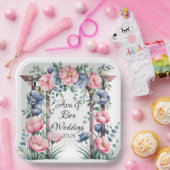 Wasserfarbener Hochzeitsbogen mit rosa und blauen  Pappteller (Party)