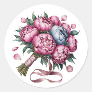 Wasserfarbener Hochzeitsbogen mit rosa und blauen  Runder Aufkleber