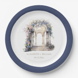 Wasserfarbener Hochzeitsplatz Personalisiert Pappteller