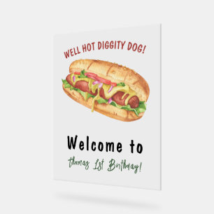 Wasserfarbener Hot-Dog-Kindergeburtstag Acrylschild