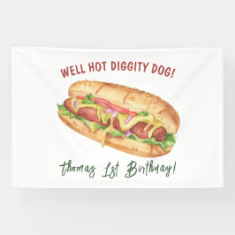 Wasserfarbener Hot-Dog-Kindergeburtstag Banner
