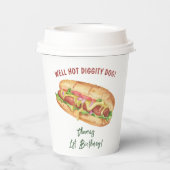 Wasserfarbener Hot-Dog-Kindergeburtstag Pappbecher (Rückseite)